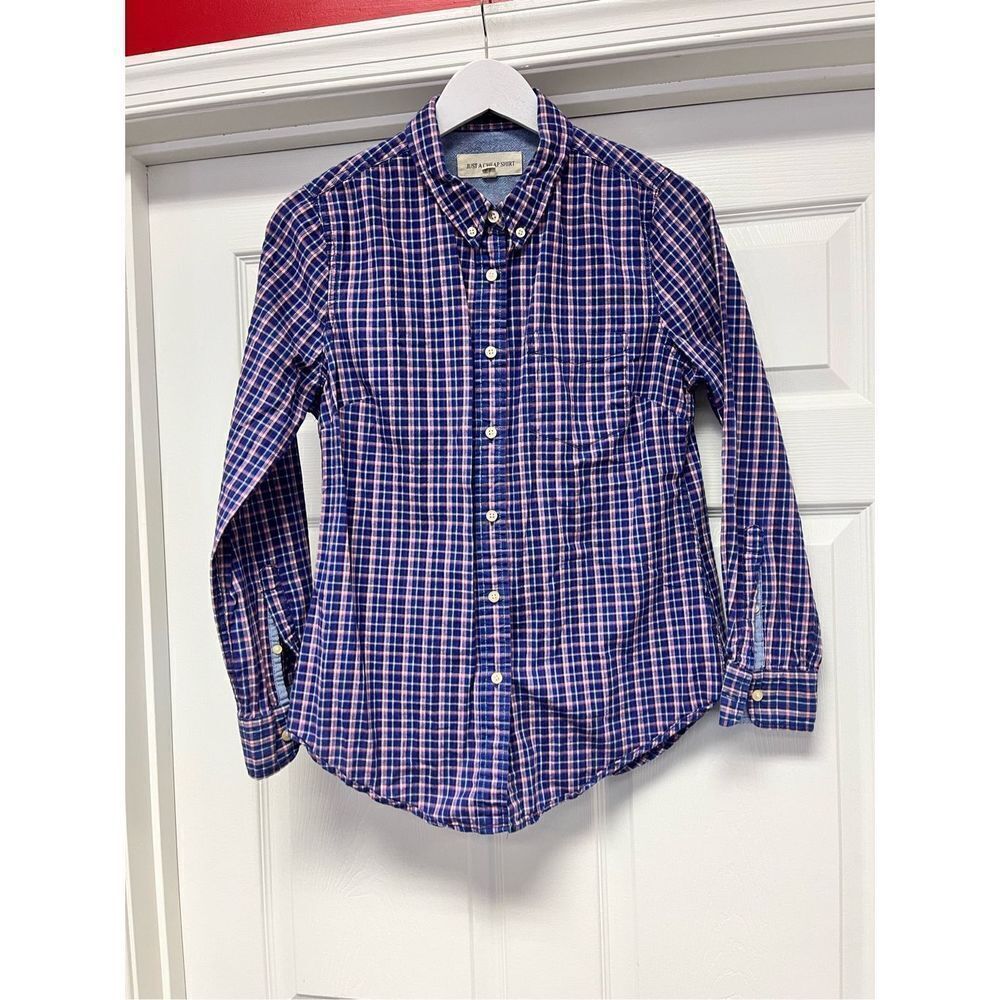 Jachs Just A Cheap Shirt Pink & Blue Plaid Fitted Flannel Shirt sz M EUC